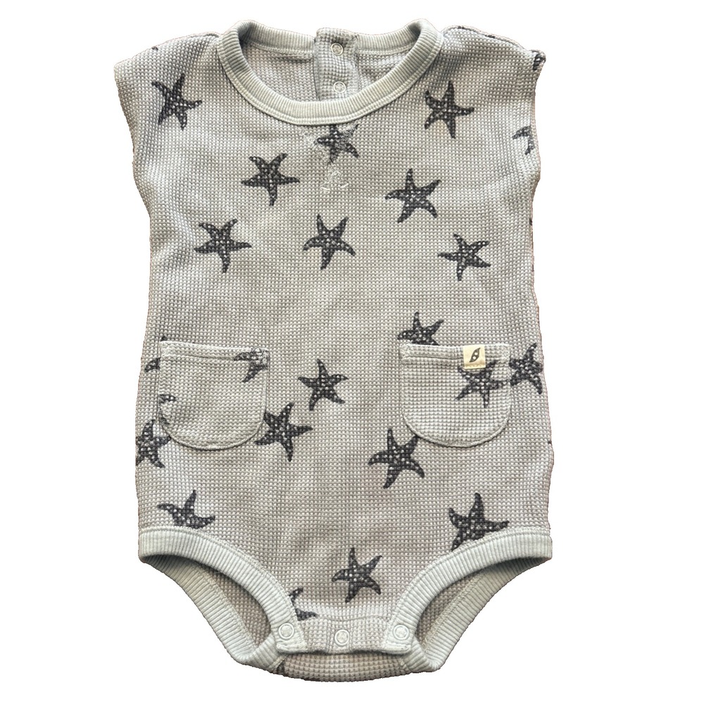 Easy Peasy‎ 18M Starfish Organic Cotton Romper One Piece Blue Waffle Baby (17)
